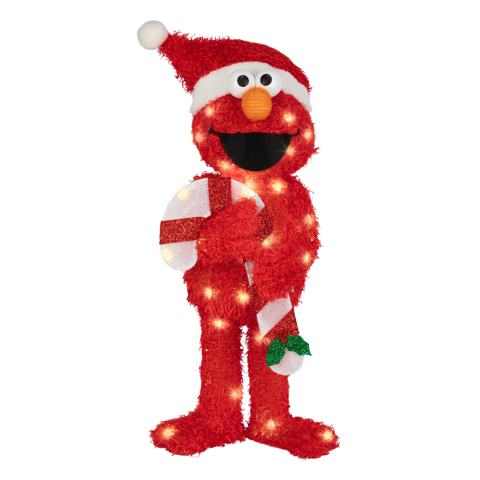 Sesame Street Elmo Tinsel Yard Sculpture, 30-Inch, Pre-Lit LED Christmas Décor