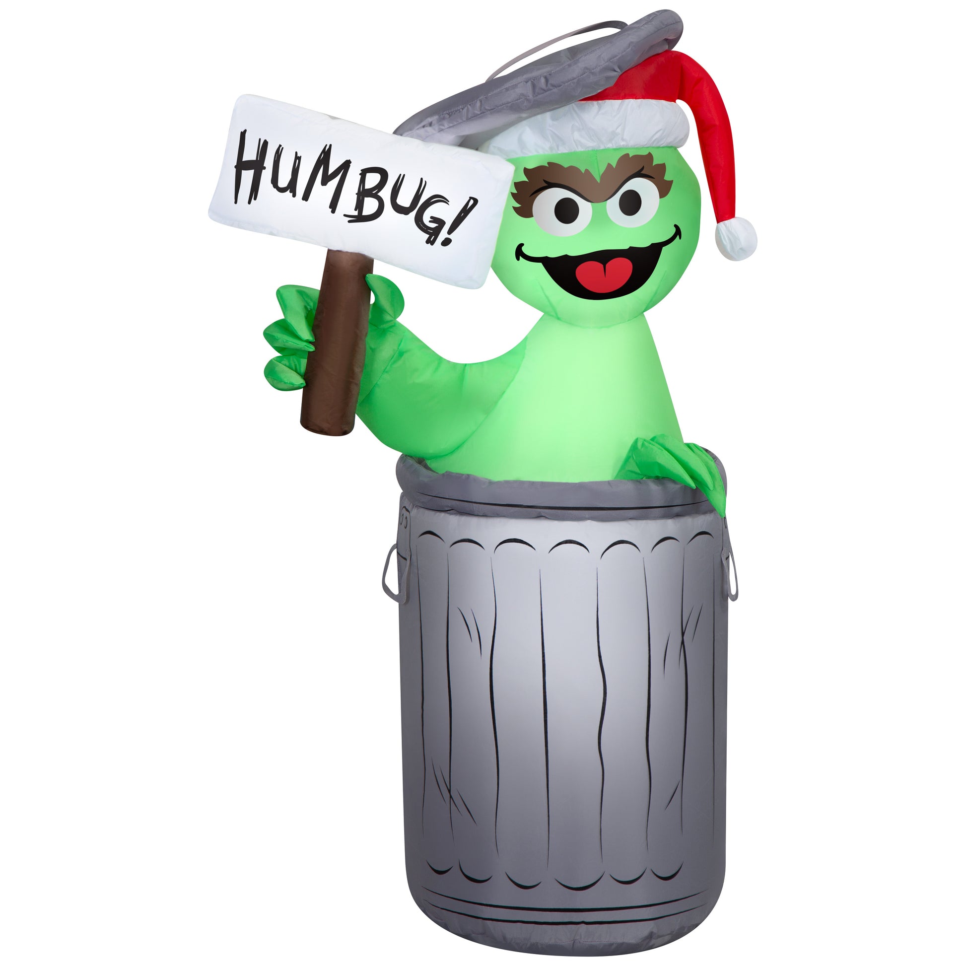 3.5-Ft Sesame Street Oscar the Grouch with Hum Bug Sign Christmas Inflatable