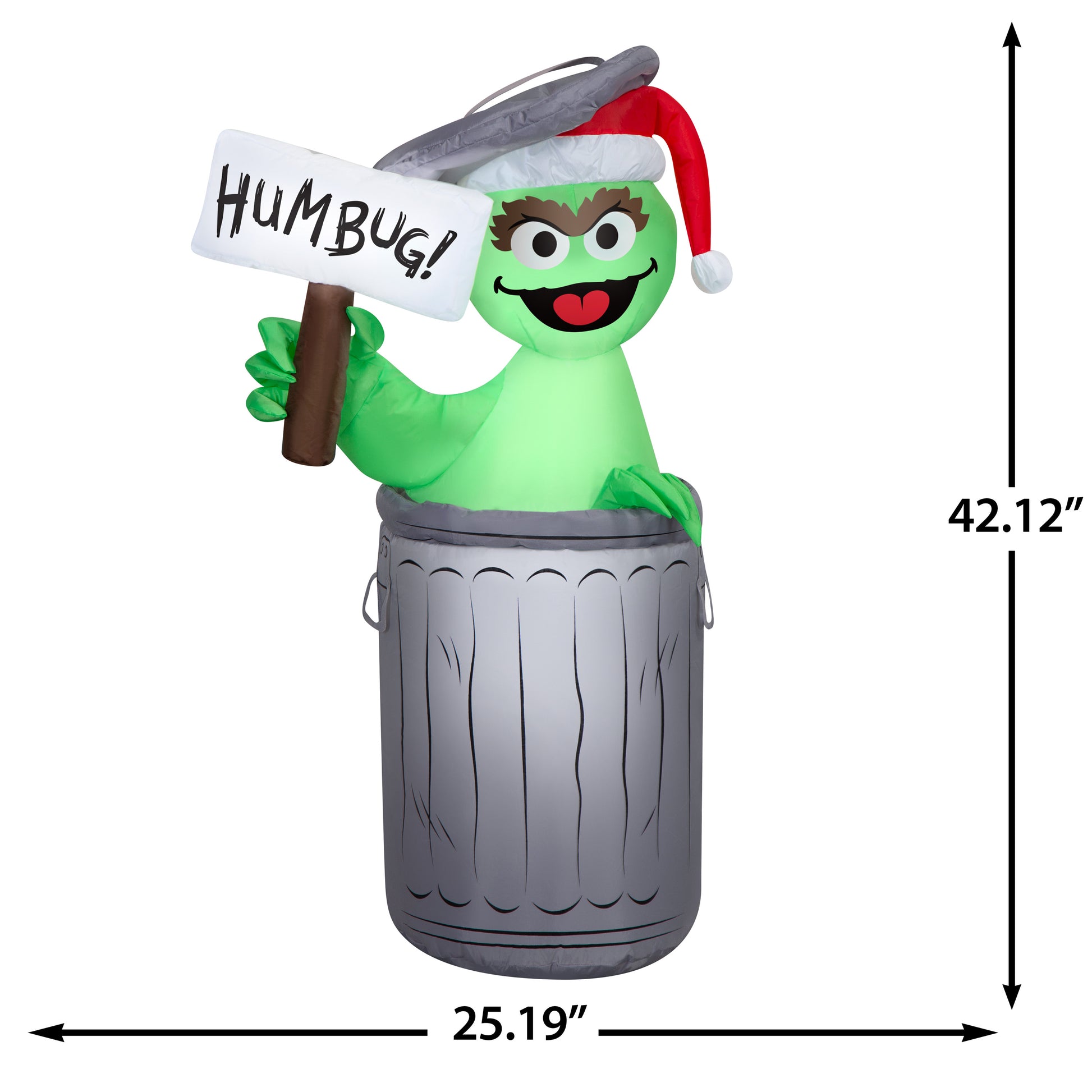 3.5-Ft Sesame Street Oscar the Grouch with Hum Bug Sign Christmas Inflatable dimensions