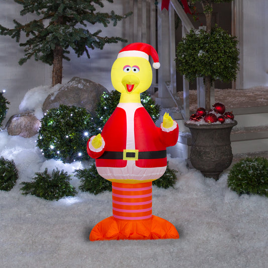 3.5-Ft Sesame Street Big Bird in Santa Suit Christmas Inflatable lifestyle