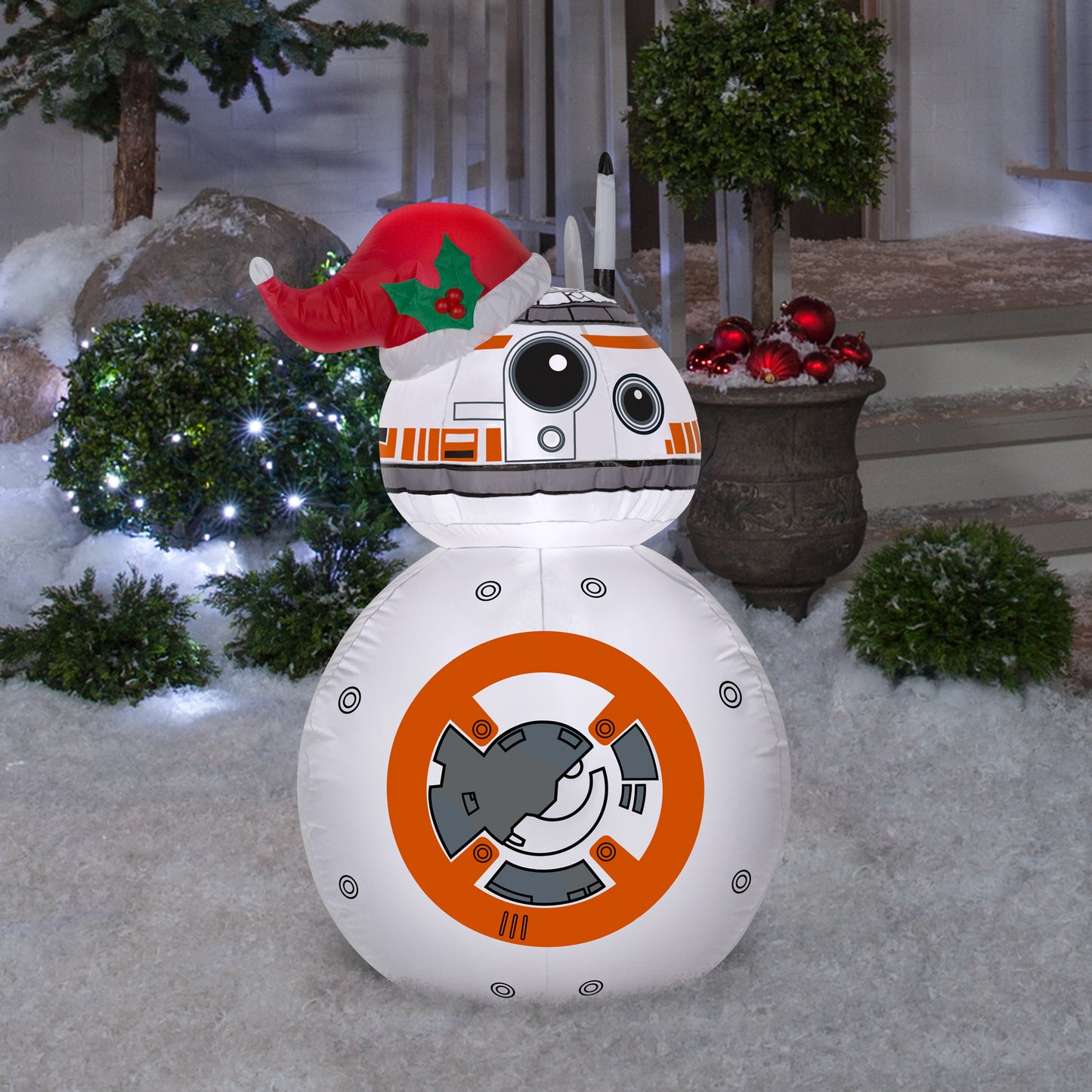 3.5' Star Wars BB-8 w/ Santa Hat Christmas Inflatable lifestyle