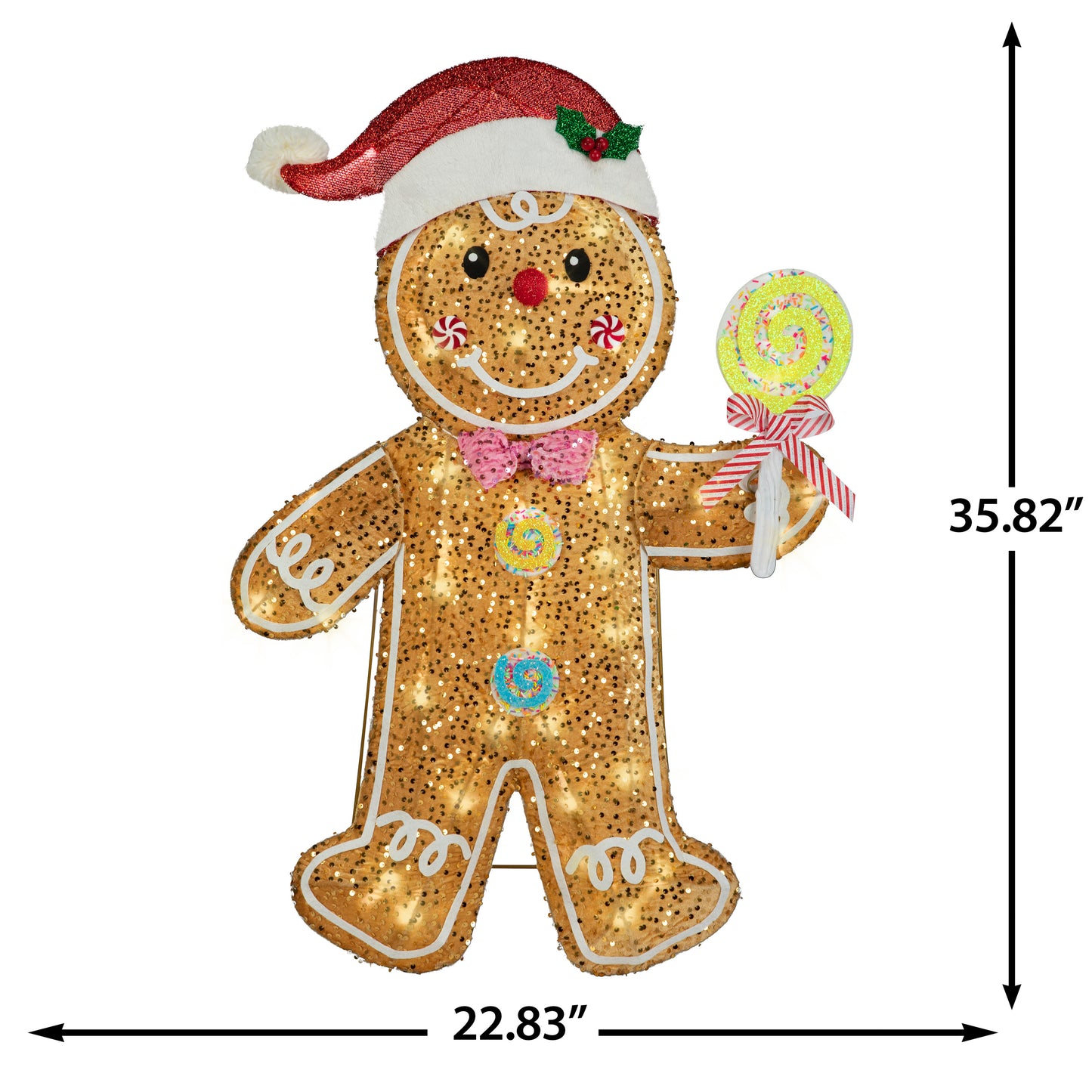 Gingerbread Man 36-Inch Pre-Lit LED Indoor/Outdoor Christmas Décor dimensions