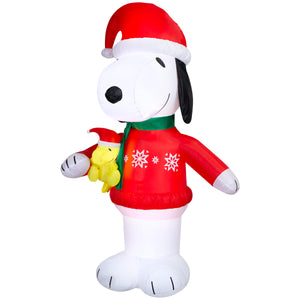 Gemmy Christmas Airblown Inflatable Snoopy in Snowflake Sweater Peanuts, 8 ft Tall