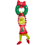 Load image into Gallery viewer, Gemmy Airblown Dr. Seuss Grinch Hanging from Wreath with Red Bow Christmas Inflatable, 6.5-Ft, LED Yard Decor
