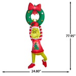 Load image into Gallery viewer, Gemmy Airblown Dr. Seuss Grinch Hanging from Wreath with Red Bow Christmas Inflatable, 6.5-Ft, LED Yard Decor
