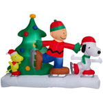 Load image into Gallery viewer, Gemmy Airblown Peanuts Charlie Brown, Snoopy and Woodstock Skating Scene Christmas Inflatable, 5-Ft, LED Yard Decor
