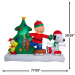 Load image into Gallery viewer, Gemmy Airblown Peanuts Charlie Brown, Snoopy and Woodstock Skating Scene Christmas Inflatable, 5-Ft, LED Yard Decor
