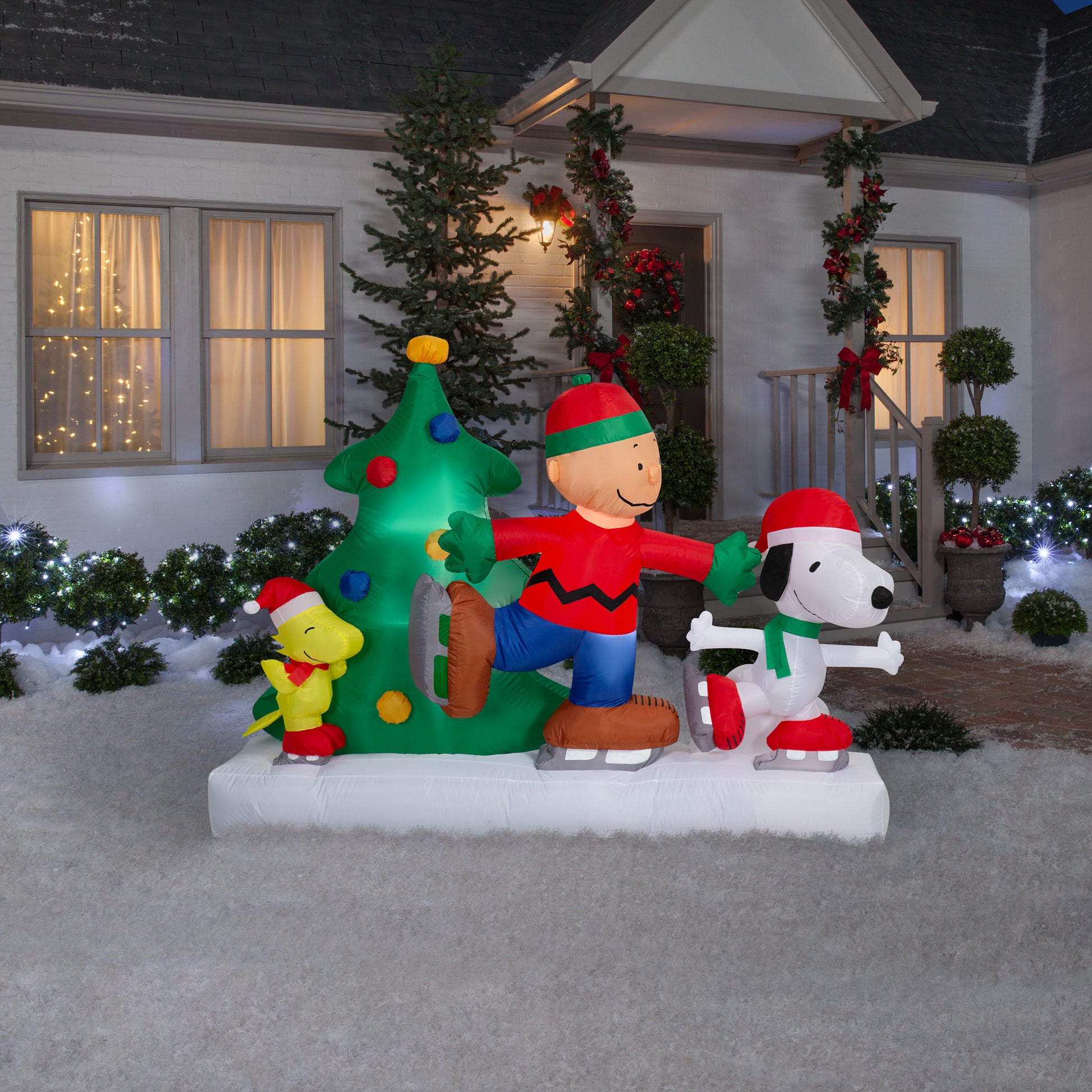 5-Ft Peanuts Charlie Brown, Snoopy and Woodstock Skating Scene Christmas Inflatable lifestyle