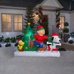 Load image into Gallery viewer, Gemmy Airblown Peanuts Charlie Brown, Snoopy and Woodstock Skating Scene Christmas Inflatable, 5-Ft, LED Yard Decor
