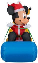 Load image into Gallery viewer, Gemmy Christmas Airblown Inflatable Inflatable Mickey Mouse and Pluto Sledding Scene, 4.5 ft Tall
