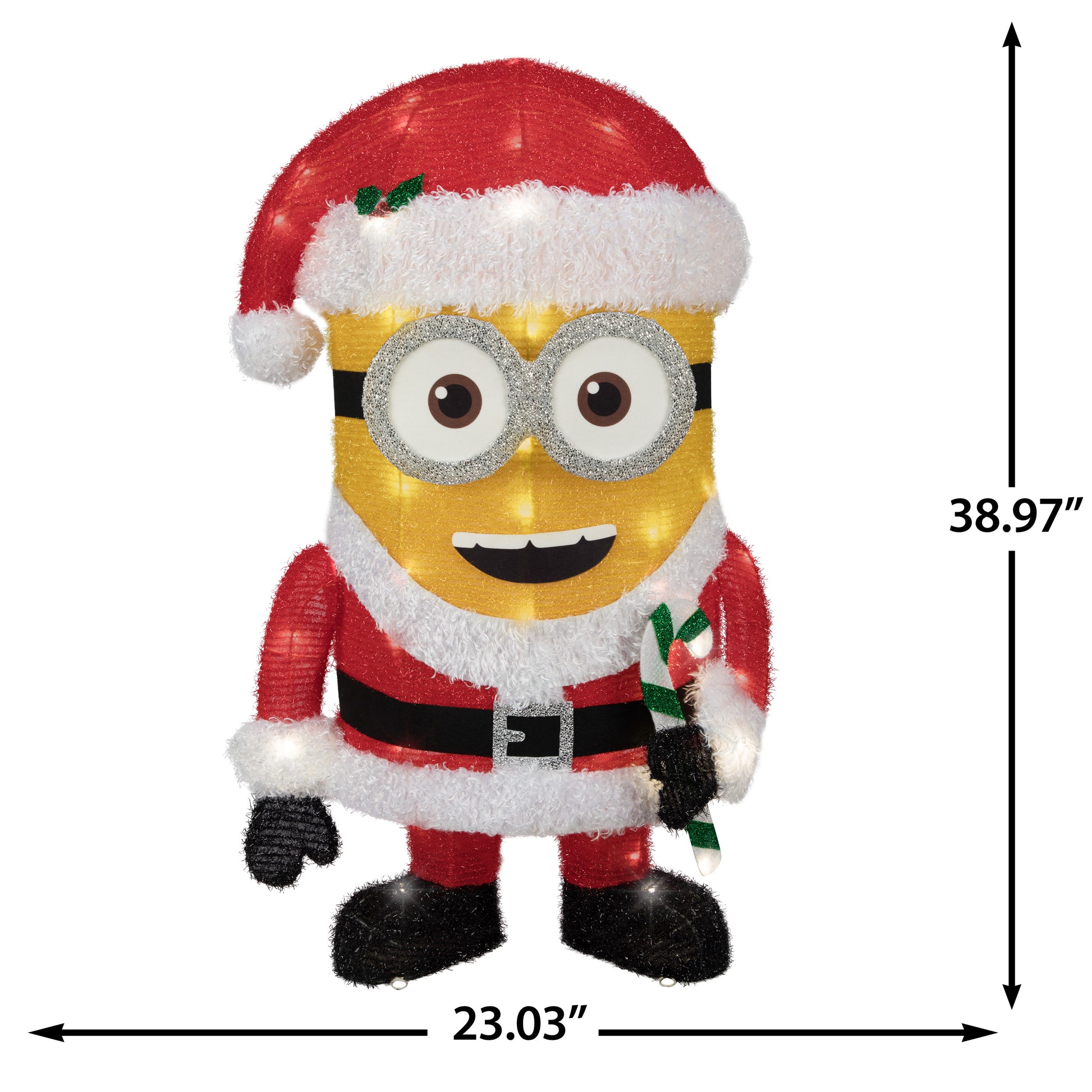 39-Inch Minion Dave as Santa Tinsel Sculpture image 3