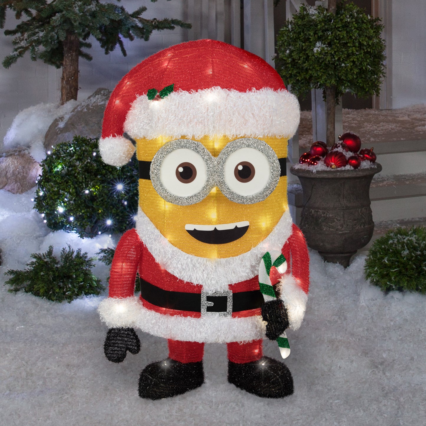 39-Inch Minion Dave as Santa Tinsel Sculpture image 2