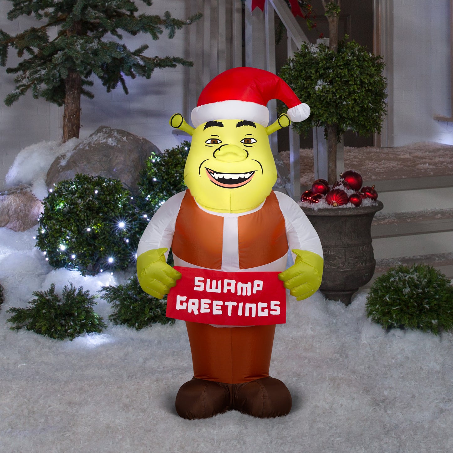 3.5-Ft Shrek with Santa Hat Christmas Inflatable lifestyle