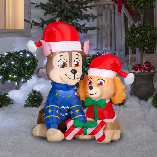 4-Ft PAW Patrol Chase and Skye Scene Christmas Inflatable lifestyle