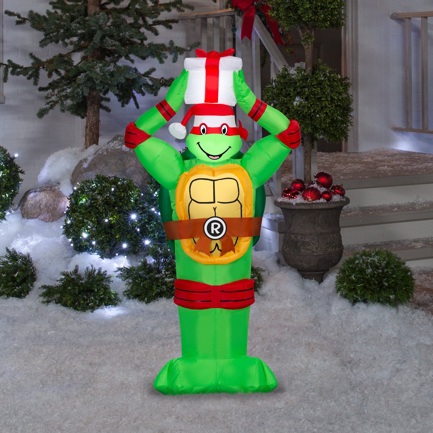 4-Ft TMNT Raphael with Present Christmas Inflatable lifestyle