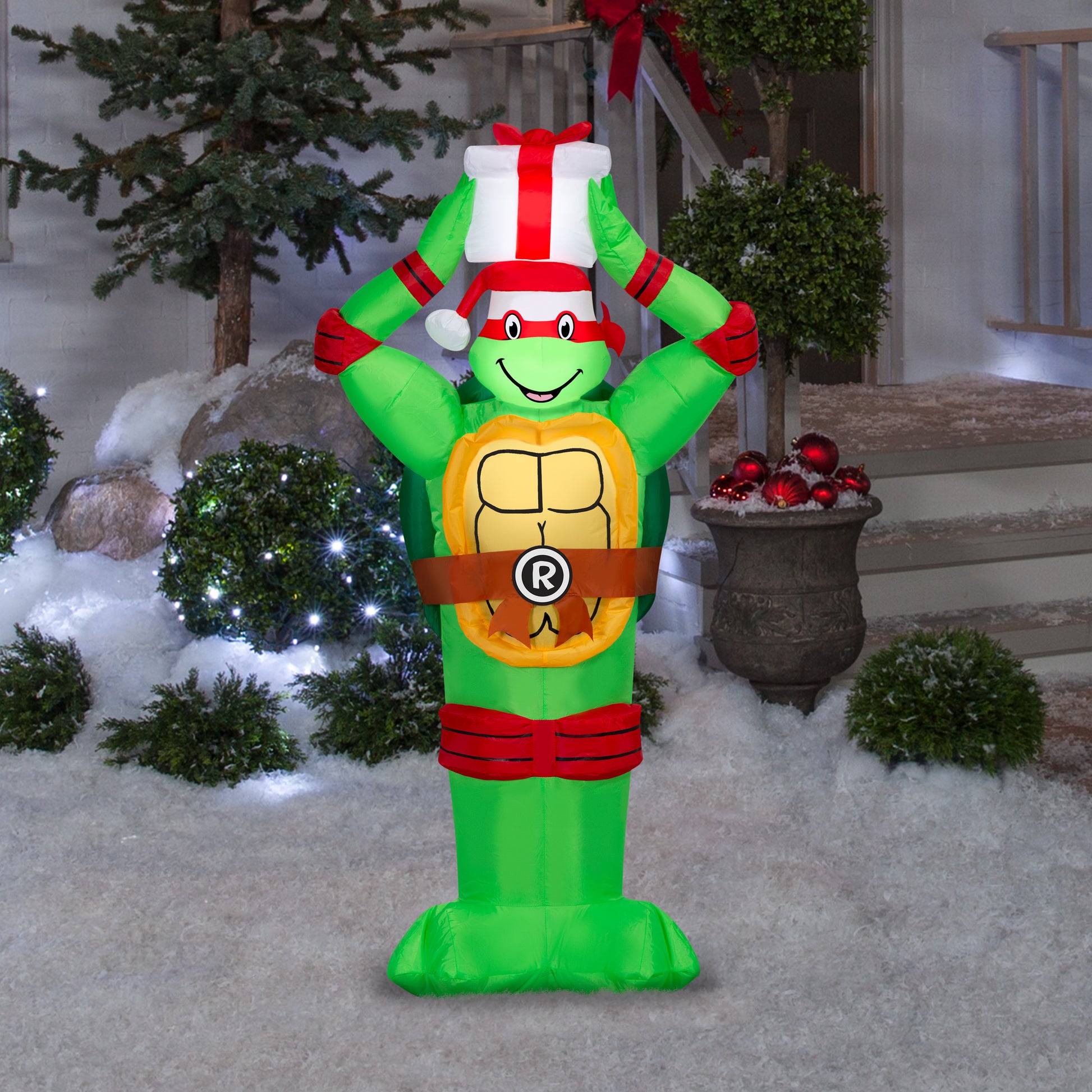 4-Ft TMNT Raphael with Present Christmas Inflatable lifestyle