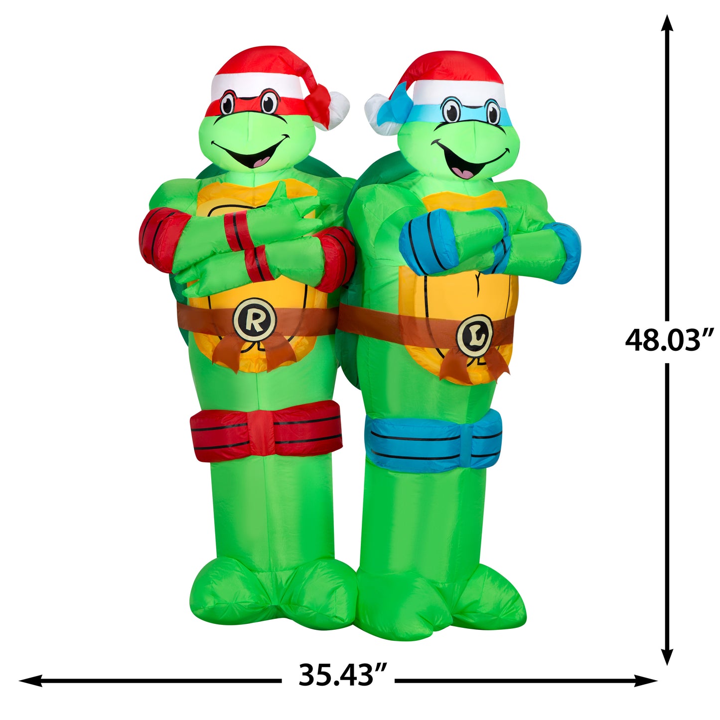 4-Ft TMNT Leonardo and Raphael Scene Christmas Inflatable dimensions