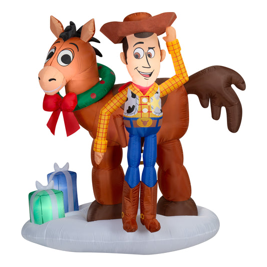 6-Ft Disney Woody and Bullseye with Presents Christmas Inflatable