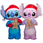 Load image into Gallery viewer, Gemmy Airblown Disney Stitch and Angel Gingerbread Scene Christmas Inflatable, 4-Ft, LED Yard Decor
