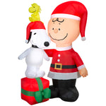 Load image into Gallery viewer, Gemmy Airblown Peanuts Charlie Brown with Snoopy and Woodstock Scene Christmas Inflatable, 4-Ft, LED Yard Decor
