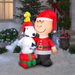 Load image into Gallery viewer, Gemmy Airblown Peanuts Charlie Brown with Snoopy and Woodstock Scene Christmas Inflatable, 4-Ft, LED Yard Decor
