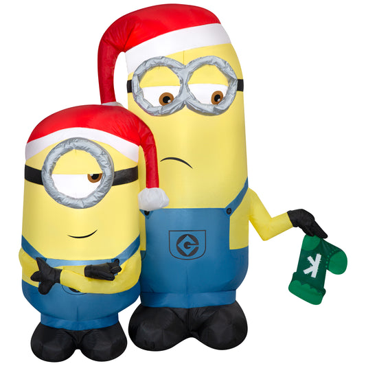 4-Ft Minions Kevin and Stuart Scene Christmas Inflatable