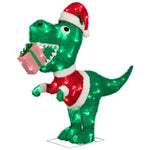 Load image into Gallery viewer, Gemmy Dinosaur in Santa Suit Tinsel Decoration, 36-Inch, Pre-Lit LED Christmas Decor

