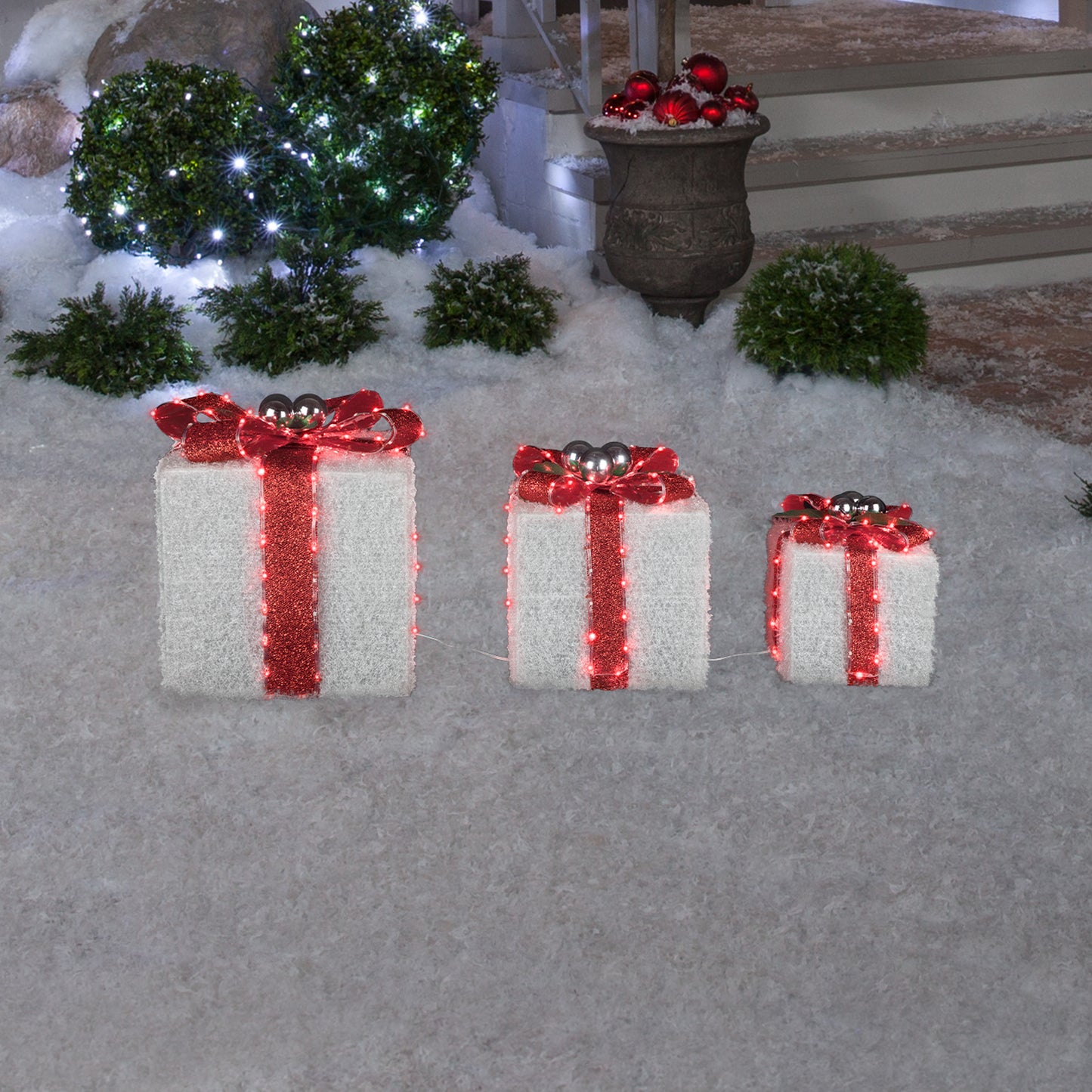 Lighted Gift Boxes, Set of 3, LED Christmas Yard Décor lifestyle