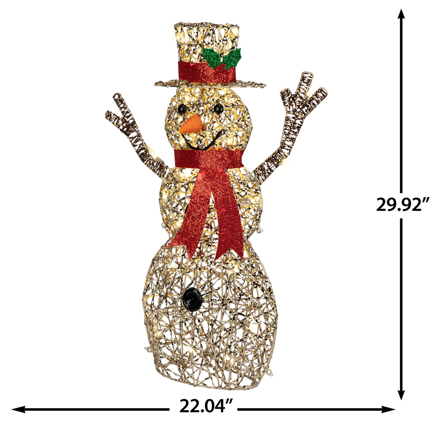 Snowman 30-Inch Pre-Lit LED Indoor/Outdoor Christmas Décor dimensions