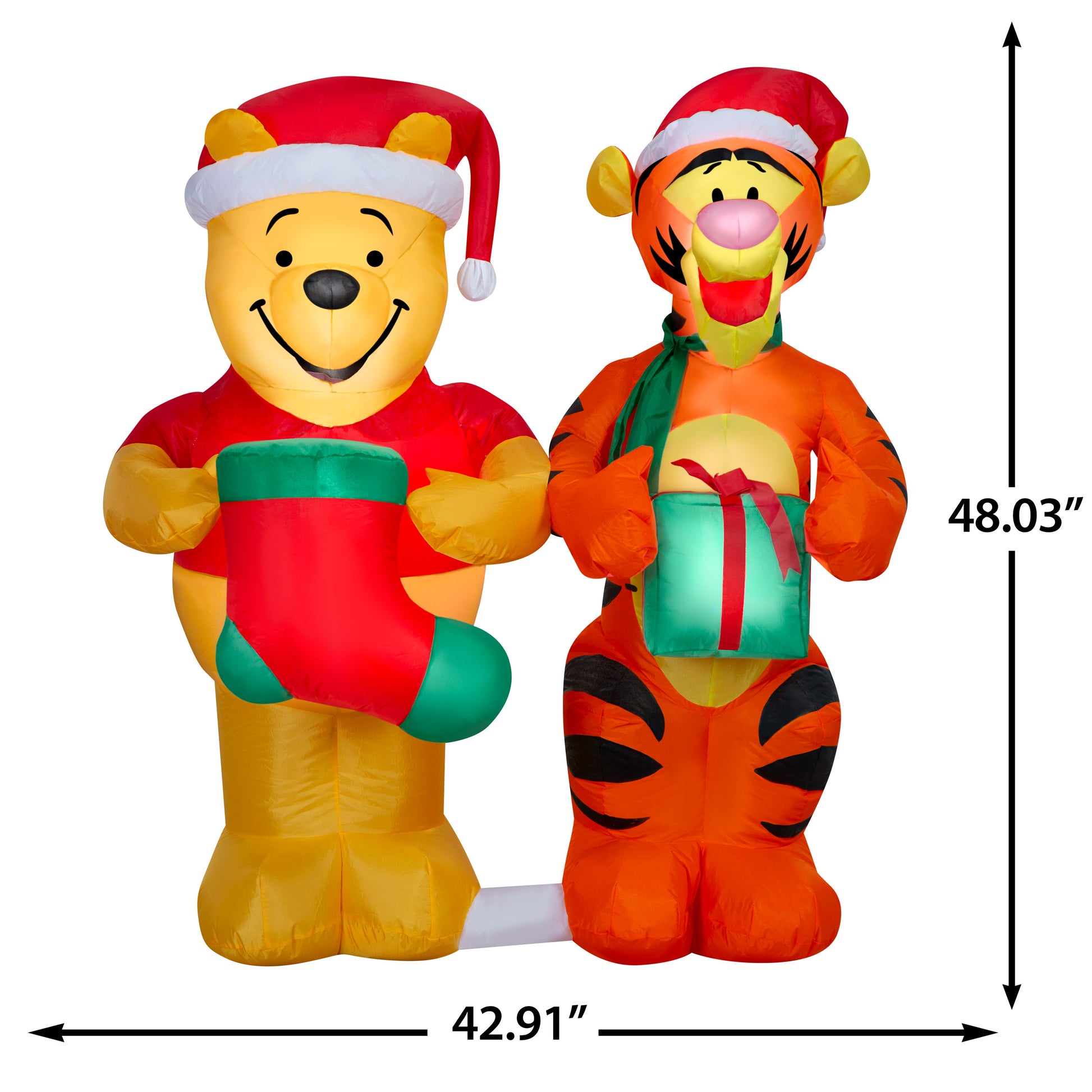 4-Ft Disney Winnie the Pooh and Tigger Scene Christmas Inflatable dimensions