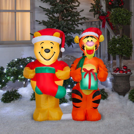 4-Ft Disney Winnie the Pooh and Tigger Scene Christmas Inflatable lifestyle