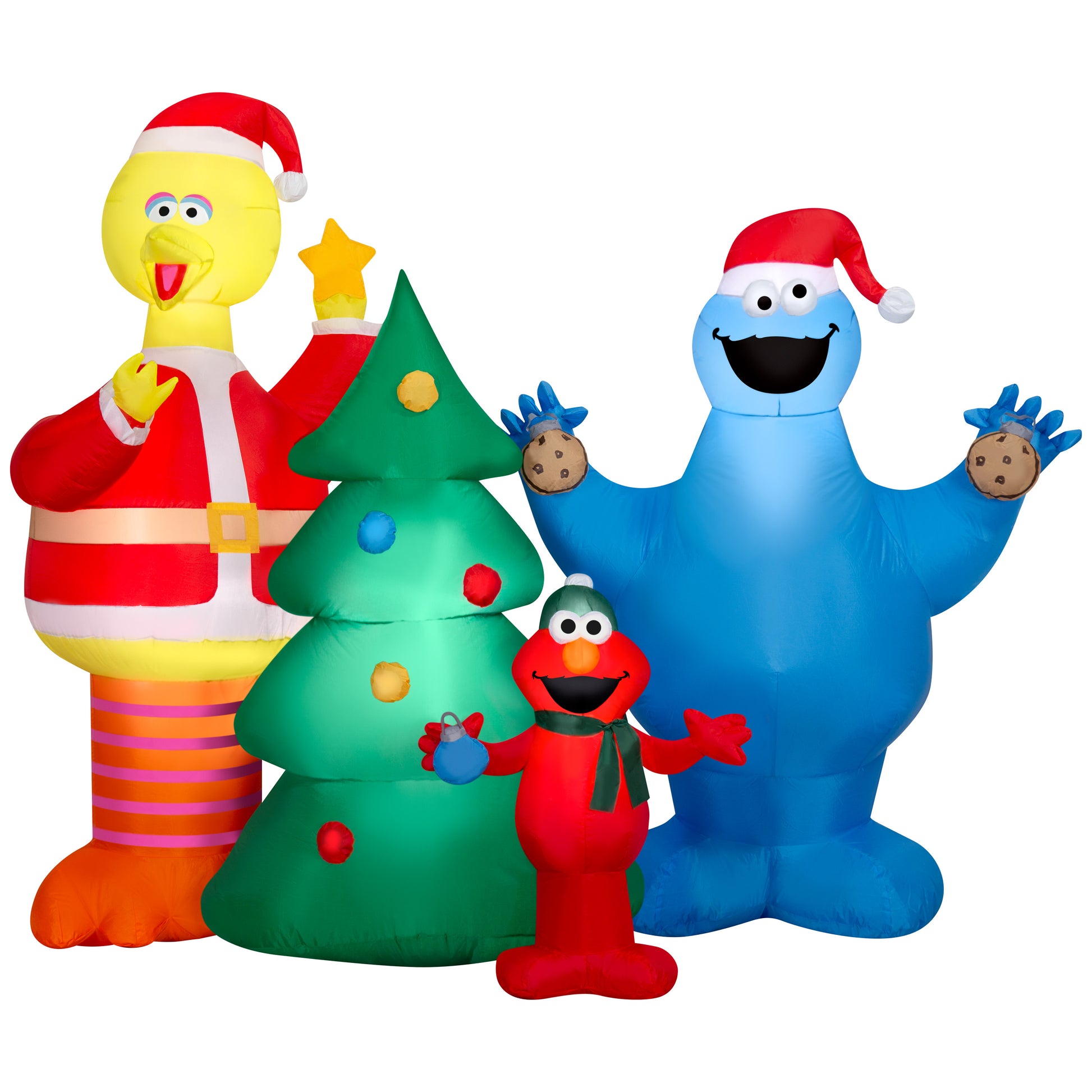 5.5-Ft Sesame Street Elmo, Big Bird and Cookie Monster Scene Christmas Inflatable