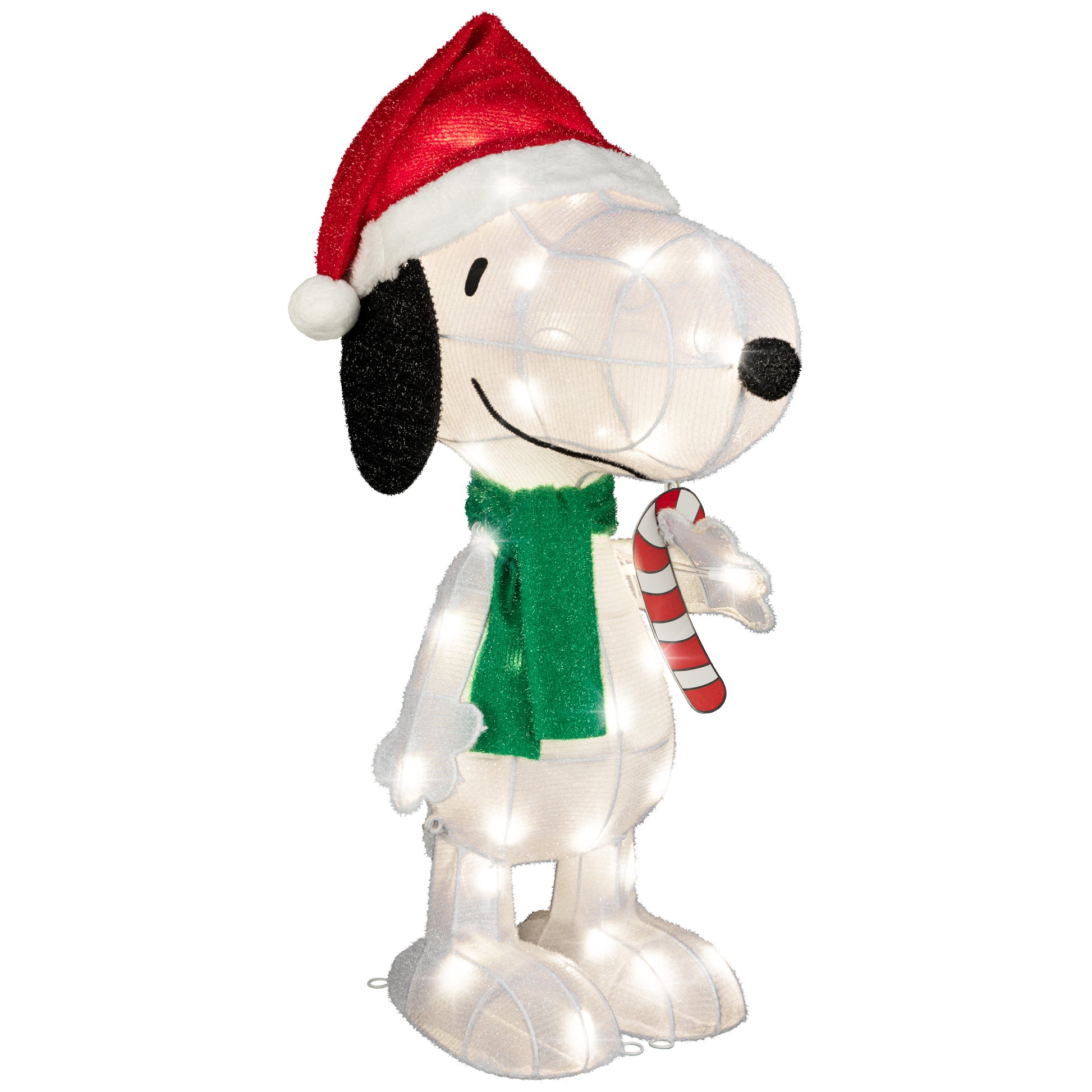 Peanuts Snoopy Tinsel Yard Sculpture, 32-Inch, Pre-Lit LED Christmas Décor