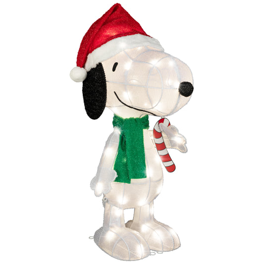 Peanuts Snoopy Tinsel Yard Sculpture, 32-Inch, Pre-Lit LED Christmas Décor