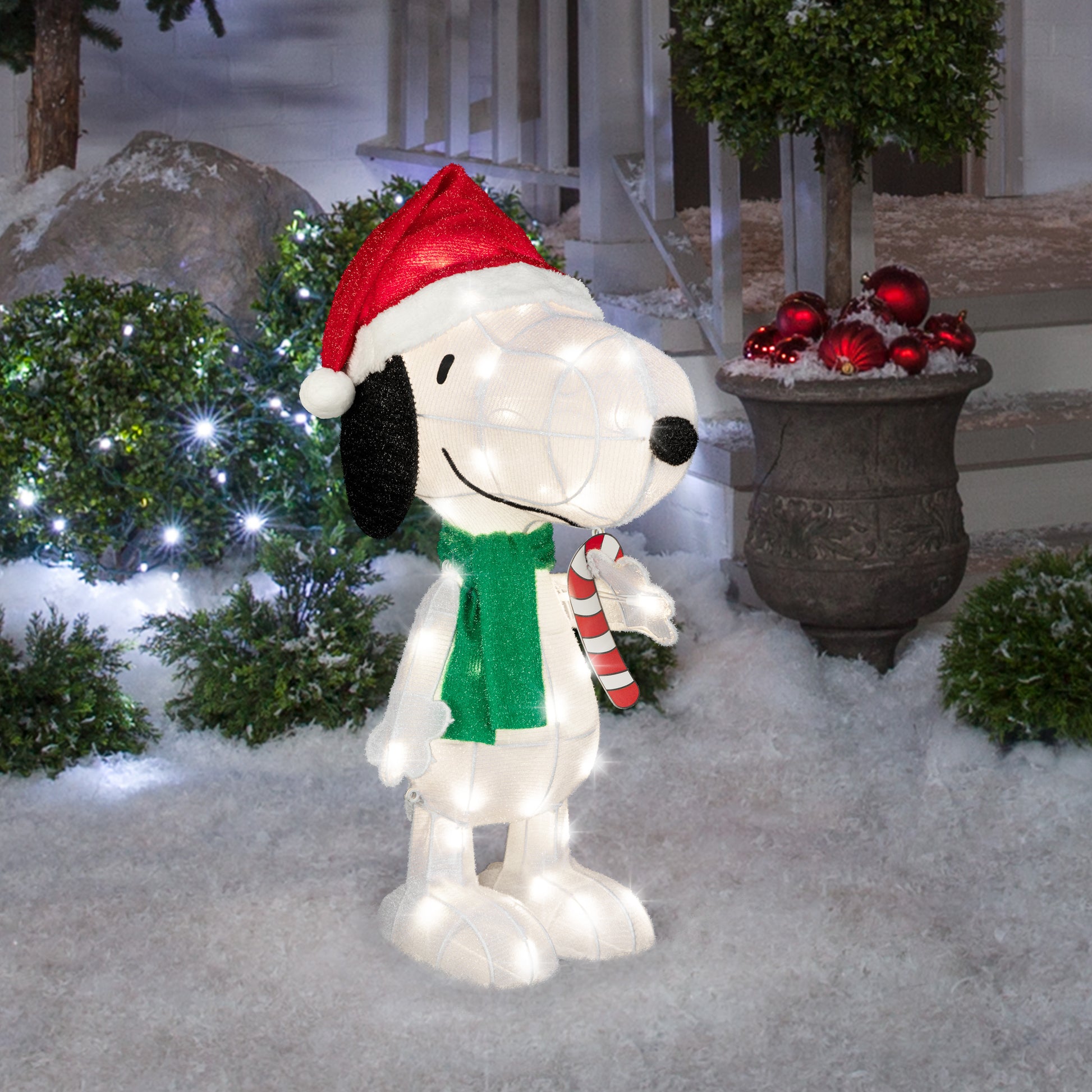 Peanuts Snoopy Tinsel Yard Sculpture, 32-Inch, Pre-Lit LED Christmas Décor image 2
