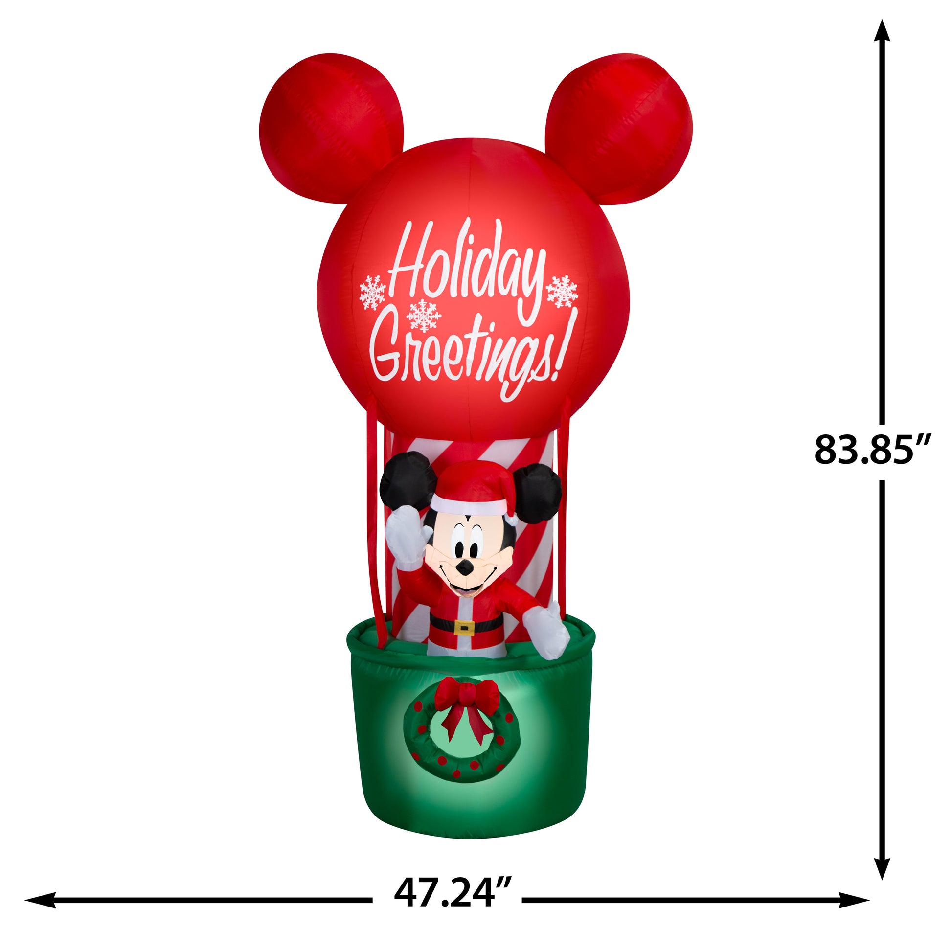 7-Ft Disney Mickey Hot Air Balloon Christmas Inflatable dimensions