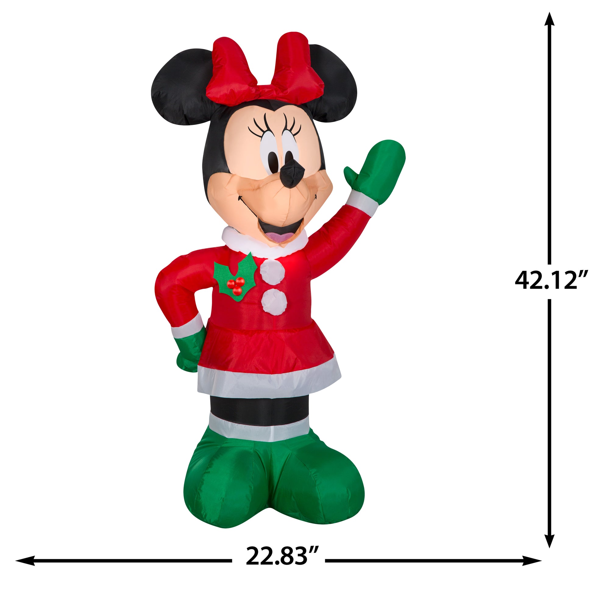 3.5-Ft Disney Minnie in Holiday Outfit with Red Bow Christmas Inflatable dimensions