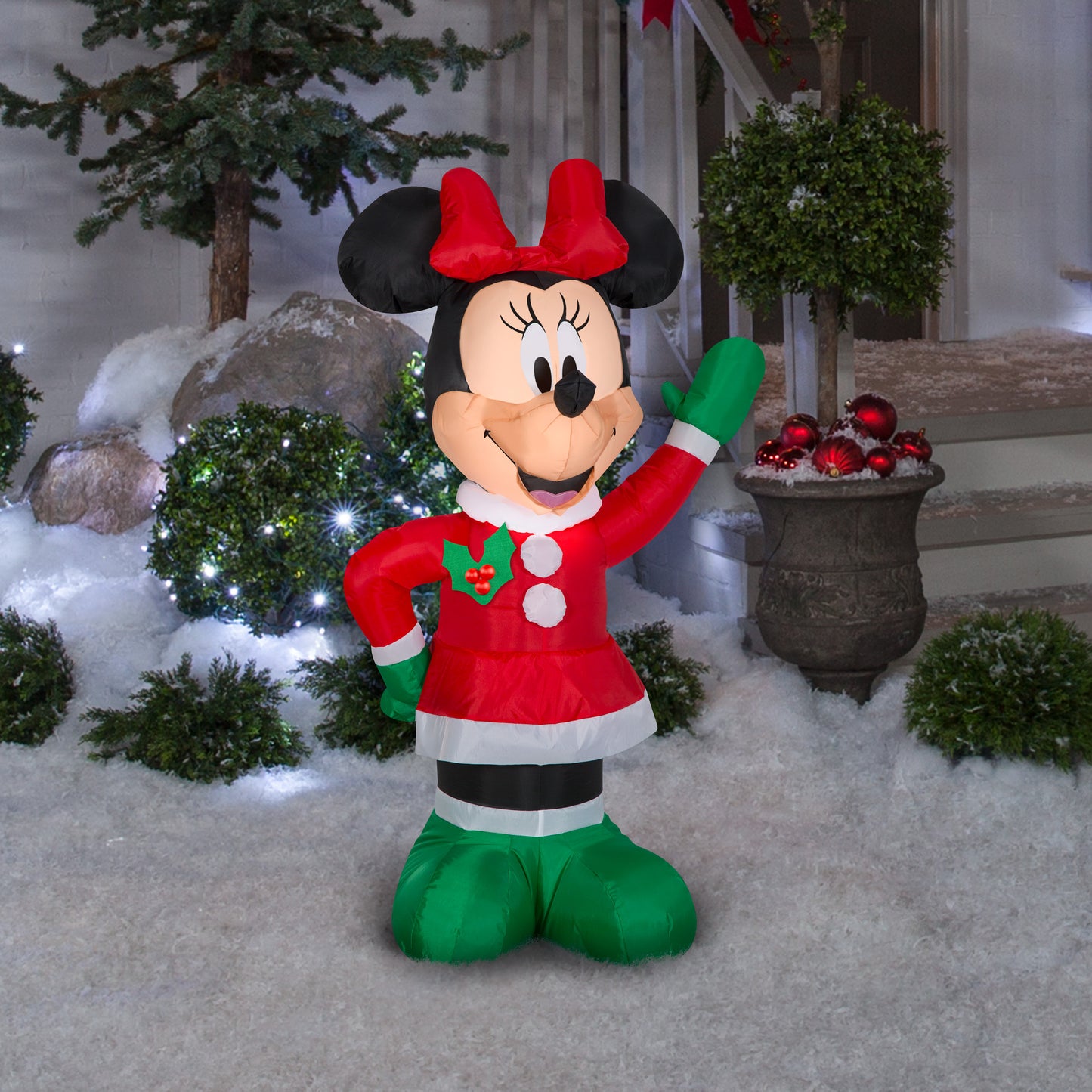 3.5-Ft Disney Minnie in Holiday Outfit with Red Bow Christmas Inflatable lifestyle
