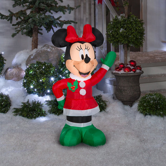 3.5-Ft Disney Minnie in Holiday Outfit with Red Bow Christmas Inflatable lifestyle