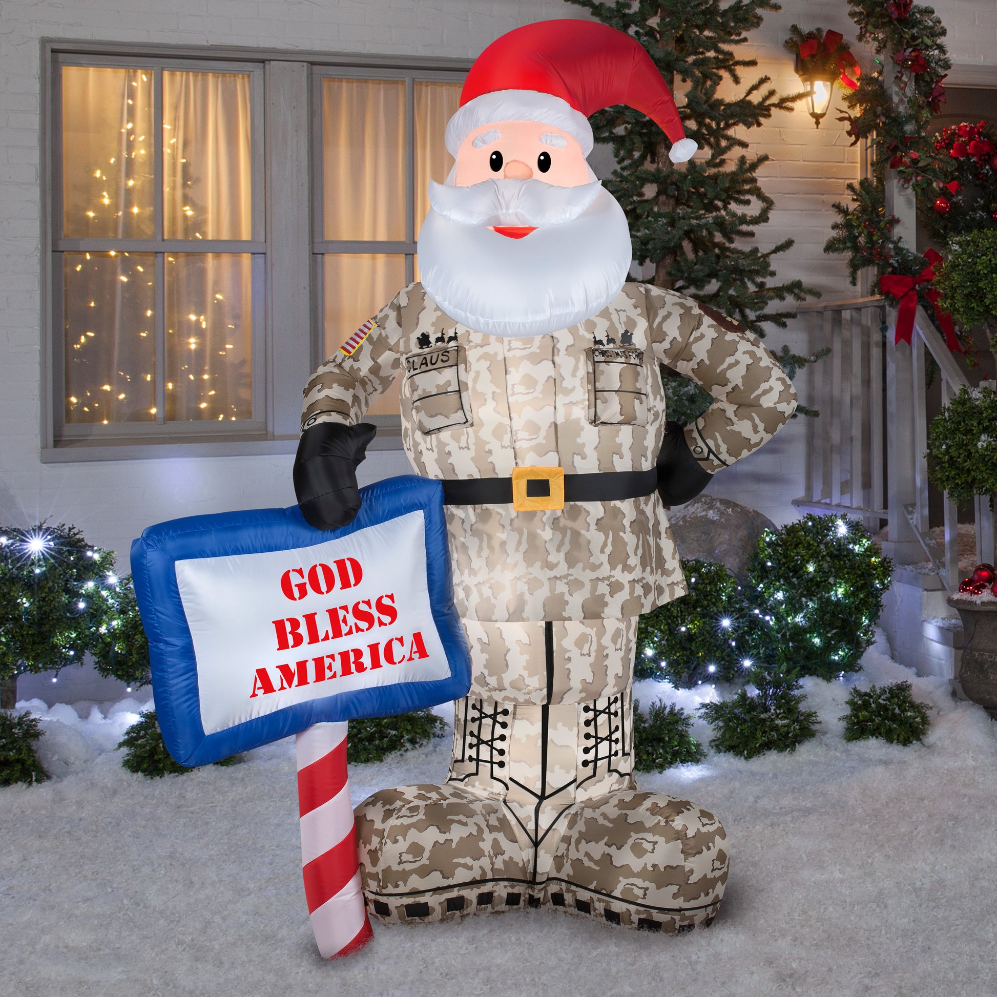 Inflatables 89127X Military Santa With God Bless America Sign lifestyle