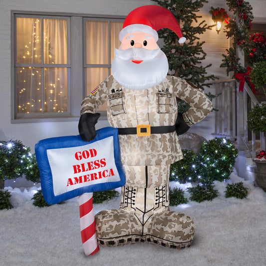 Inflatables 89127X Military Santa With God Bless America Sign lifestyle