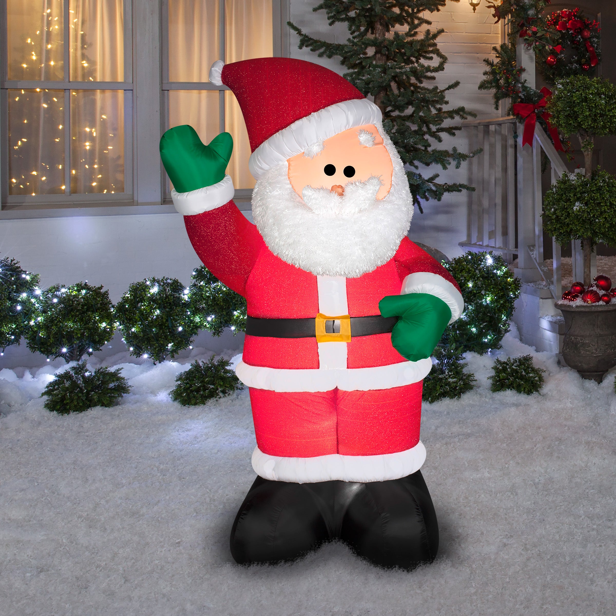 6' Airblown Mixed Media Santa Christmas Inflatable