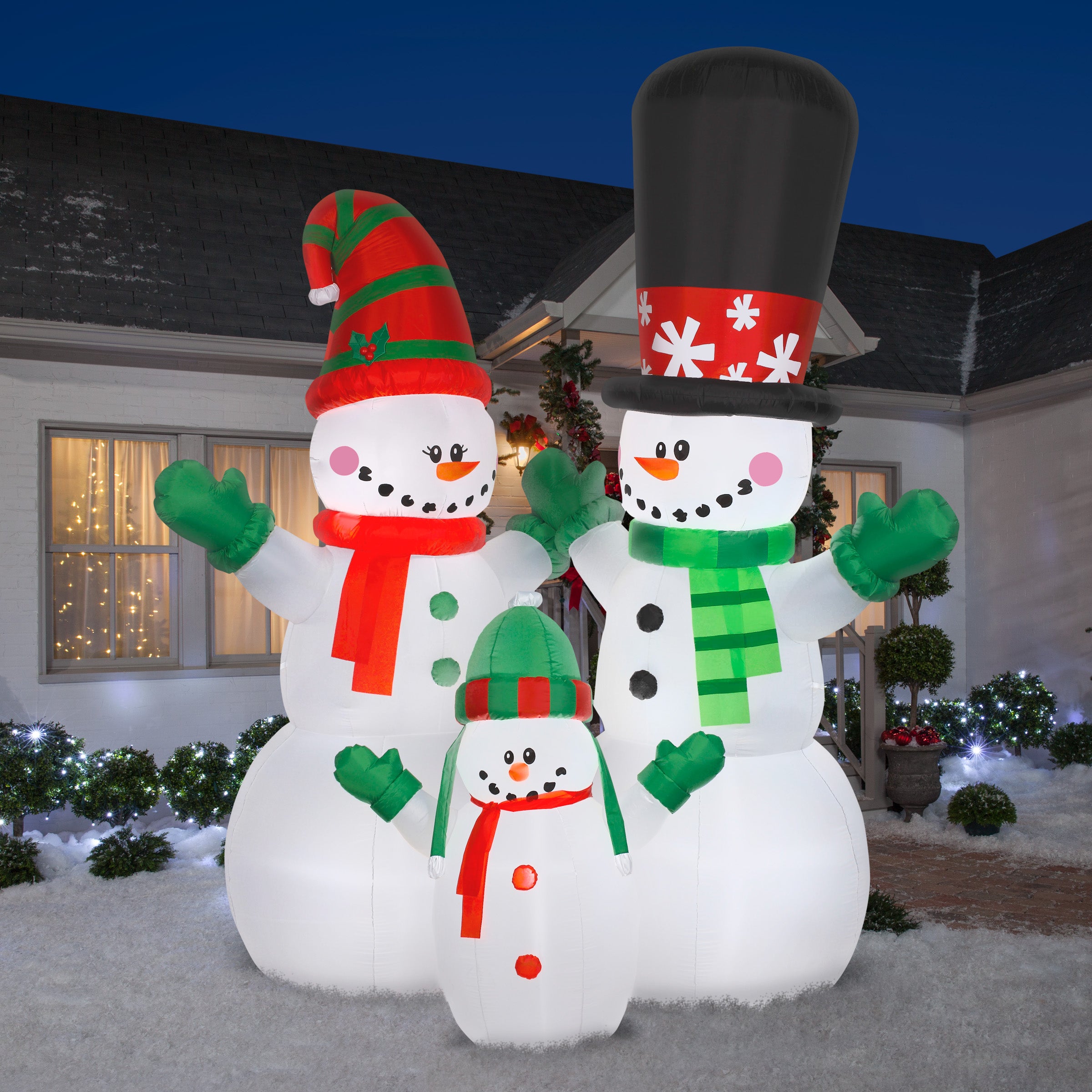 12' Airblown Snowman and Family Scene Christmas Inflatable