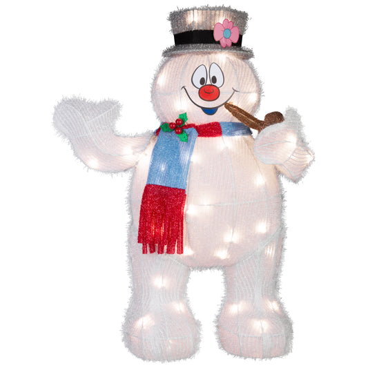 Holiday Tinsel Yard Sculpture Frosty w/Pipe 28" WB