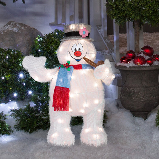 Holiday Tinsel Yard Sculpture Frosty w/Pipe 28" WB lifestyle