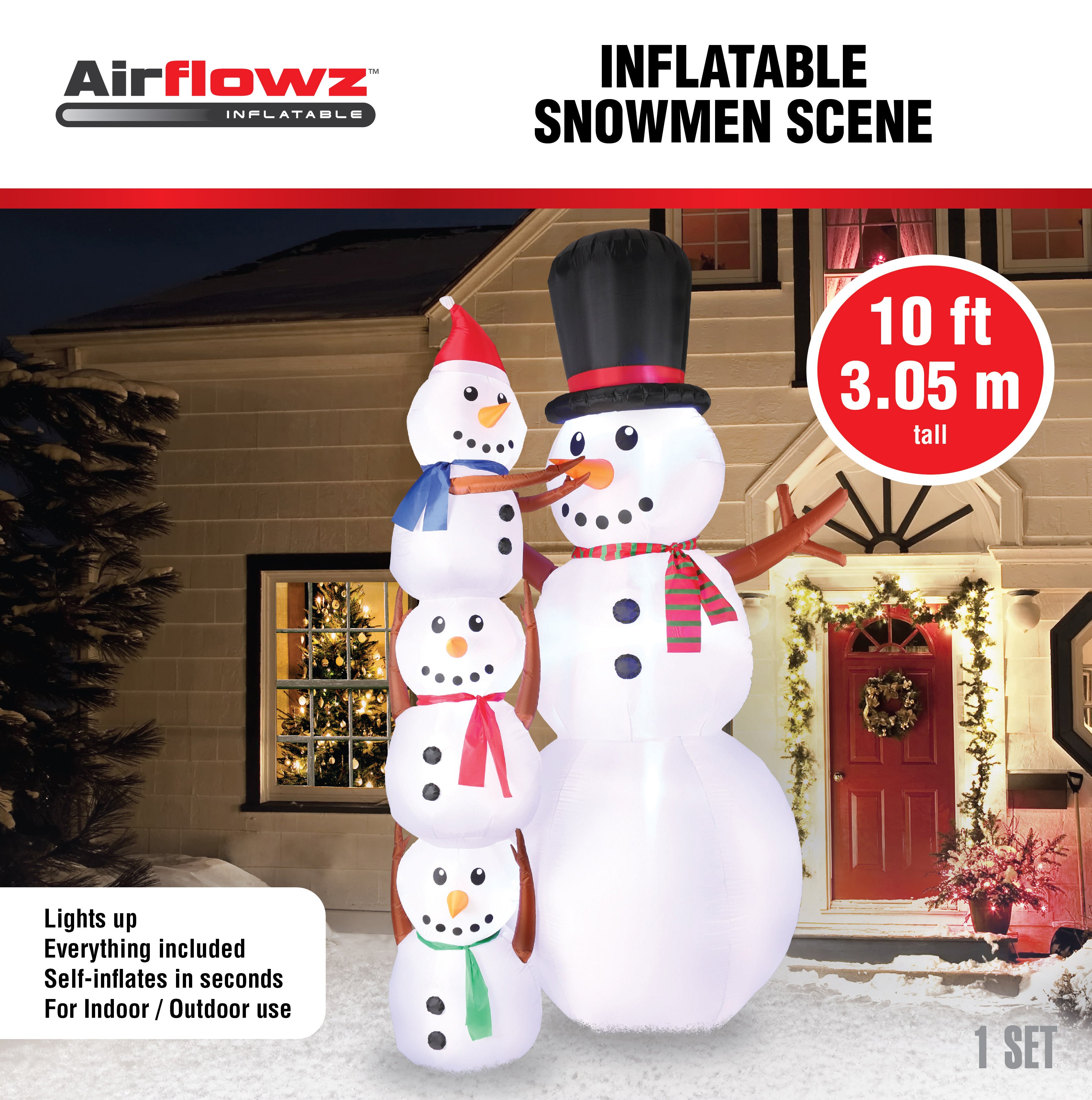 10' Inflatable Snowmen Scene
