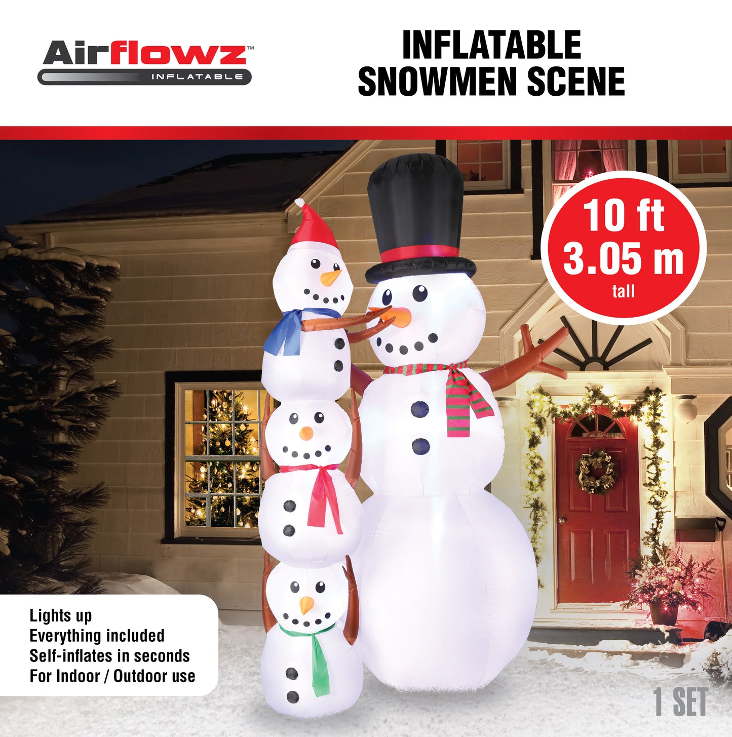 10' Inflatable Snowmen Scene image 3