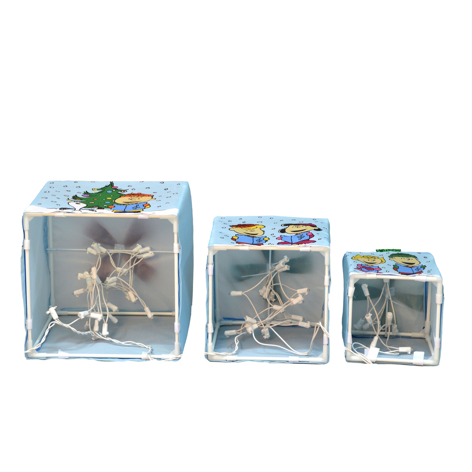 Peanuts 8 10 12in Peanuts PreLit LED Presents Printed Carolers, Blue