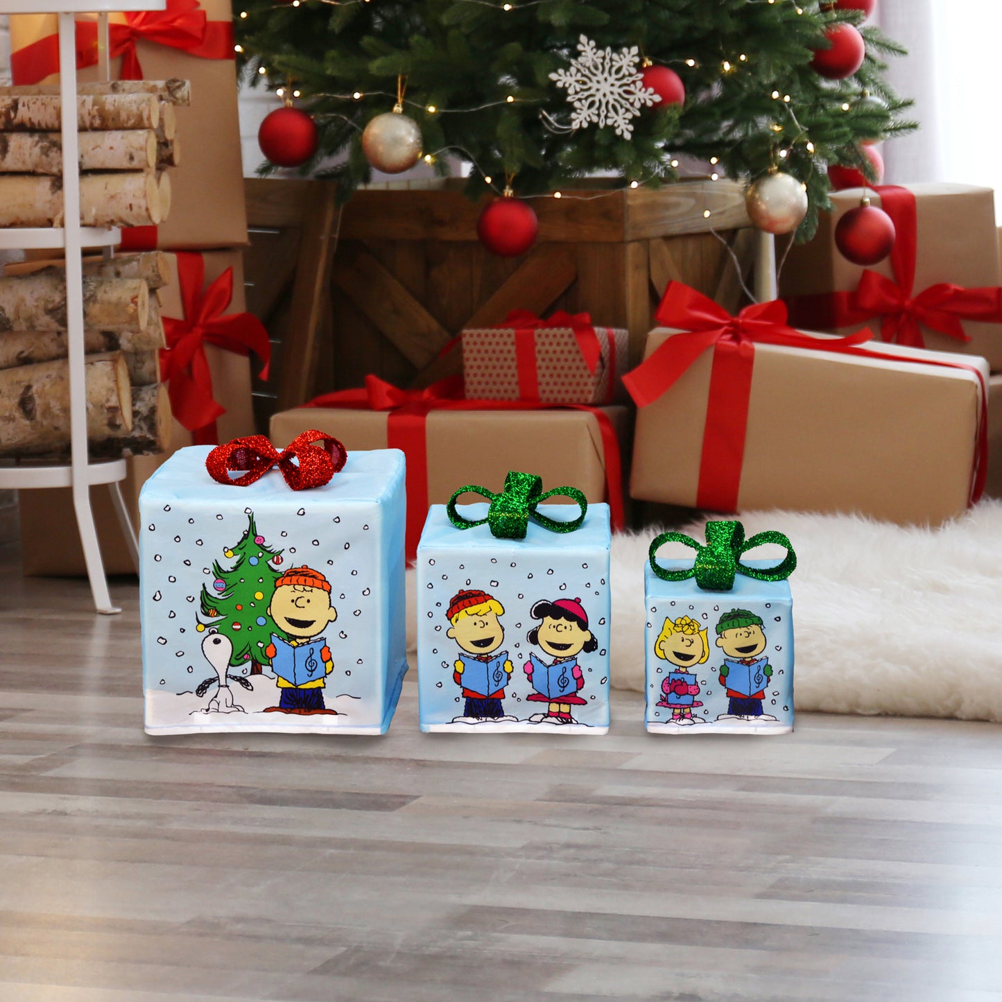 Peanuts 8 10 12in Peanuts PreLit LED Presents Printed Carolers lifestyle