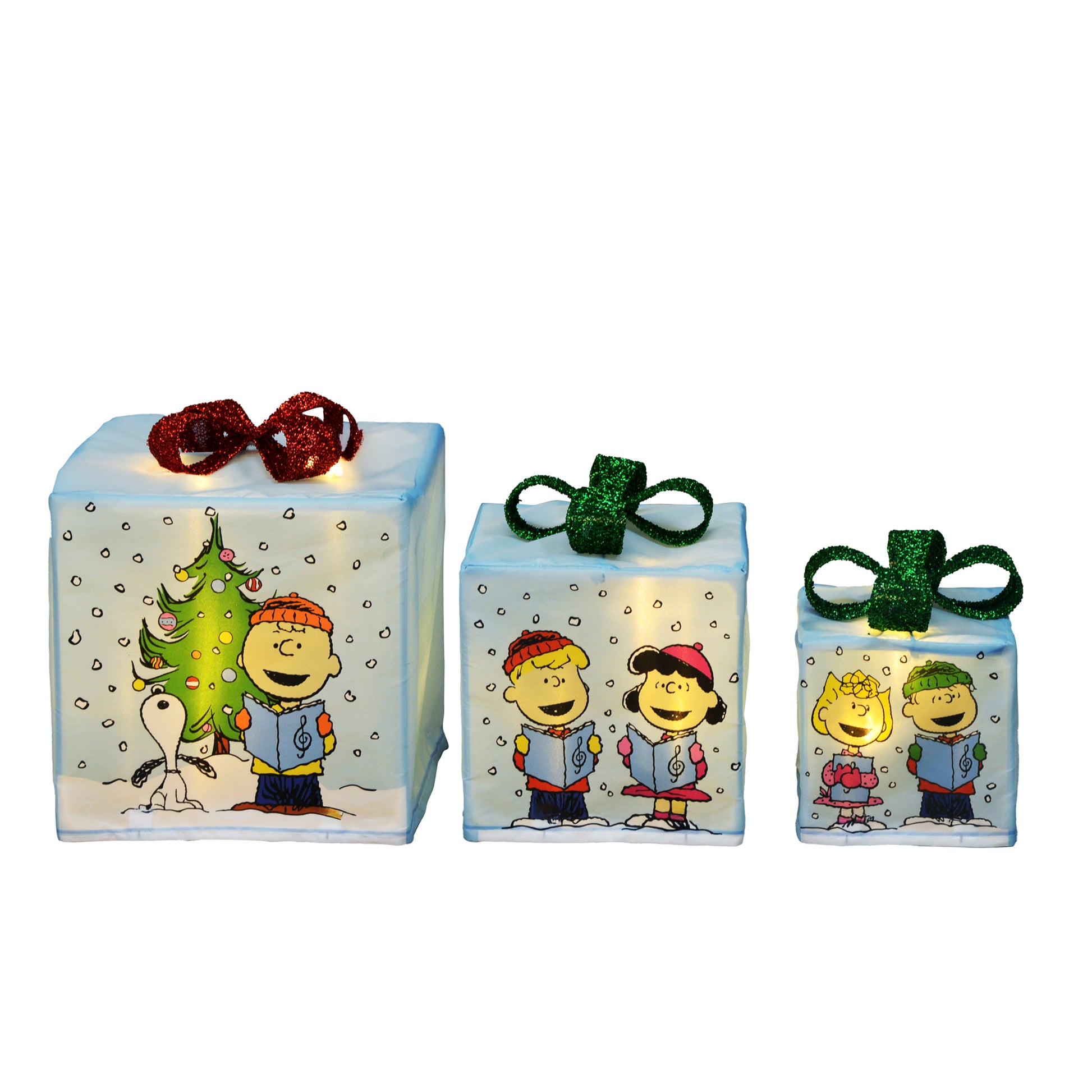 Peanuts 8 10 12in Peanuts PreLit LED Presents Printed Carolers